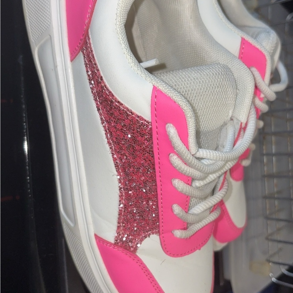 SHEIN Pink and White Sparkly Sneakers